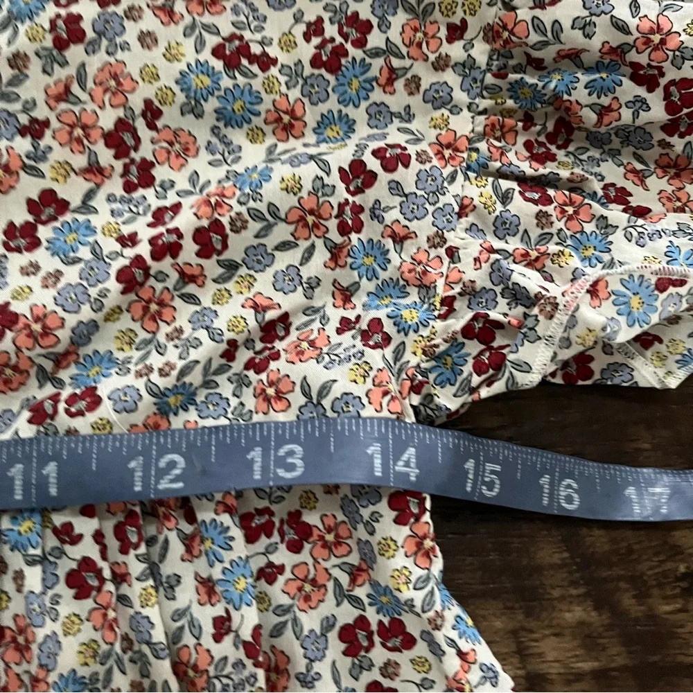 H&M small floral ruffle sleeve shift dress size 8